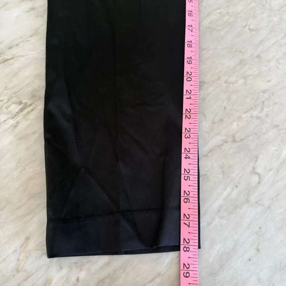 Tory Burch Geoff silk blend pants ankle black slight sheen lacy waistband 8 NWT